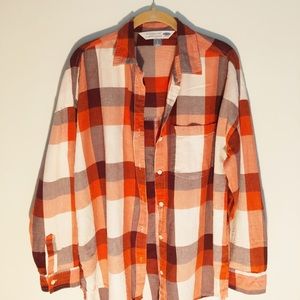 Multi Coloured Plaid Button Down Shirt.